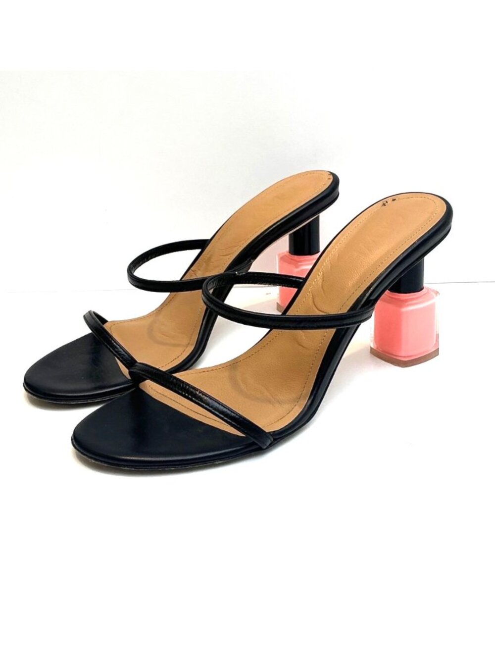 LOEWE Nail Polish Heel Leather Strappy Sandals sz 7